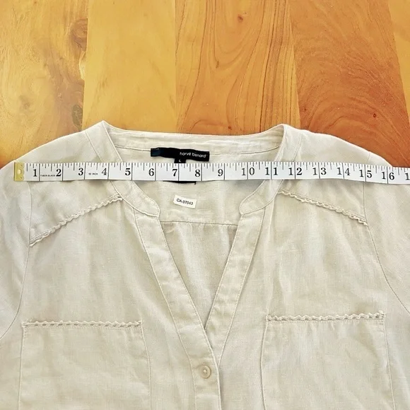 Harve Benard 100% Linen Minimalist Casual Relaxed Fit Button  Down Shirt Blouse. - Picture 11 of 14